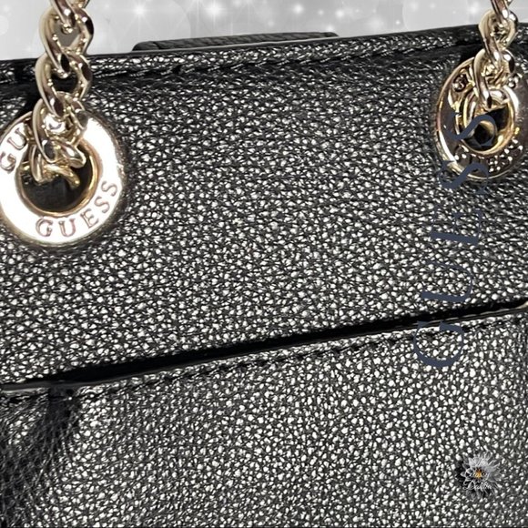 Guess Chained Crossbody Phone Holder Black Silver - Picture 4 of 6